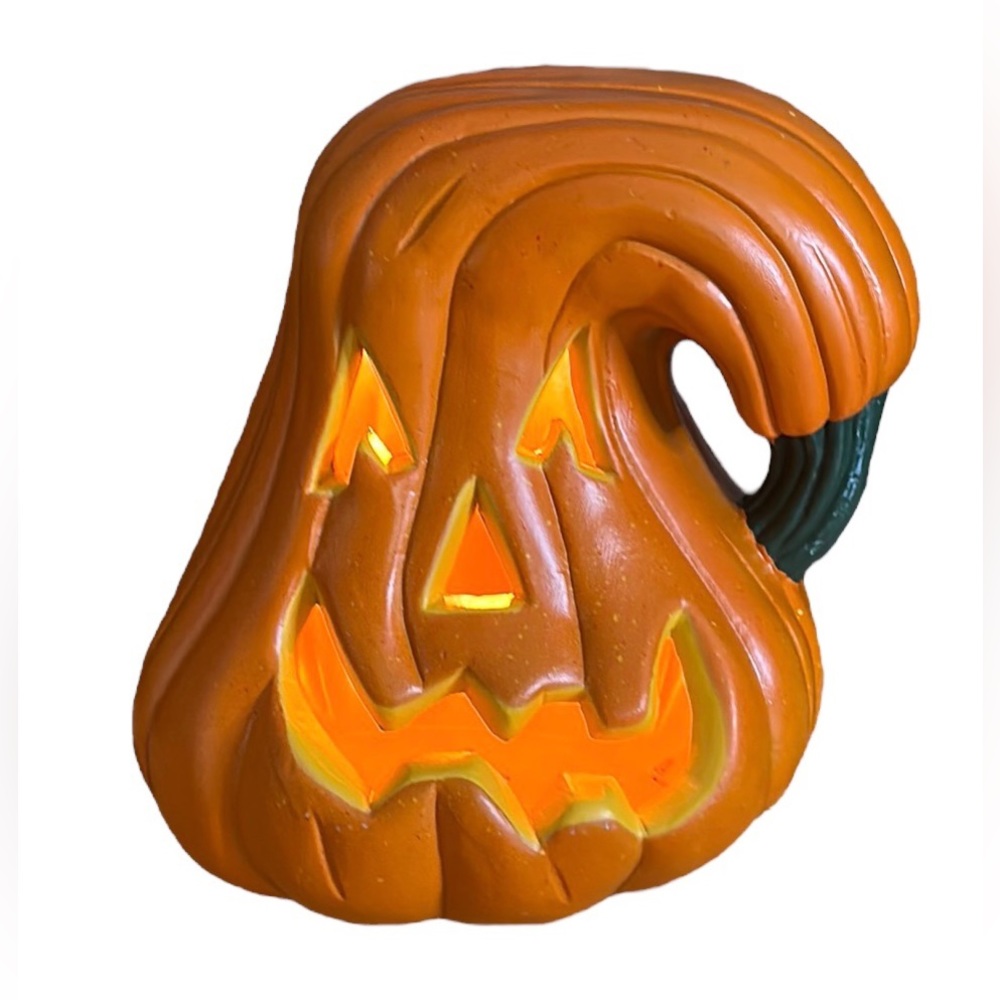 Halloween Blow Mold Gourd Jack-O-Lantern Plastic Squash Pumpkin Decoration Light